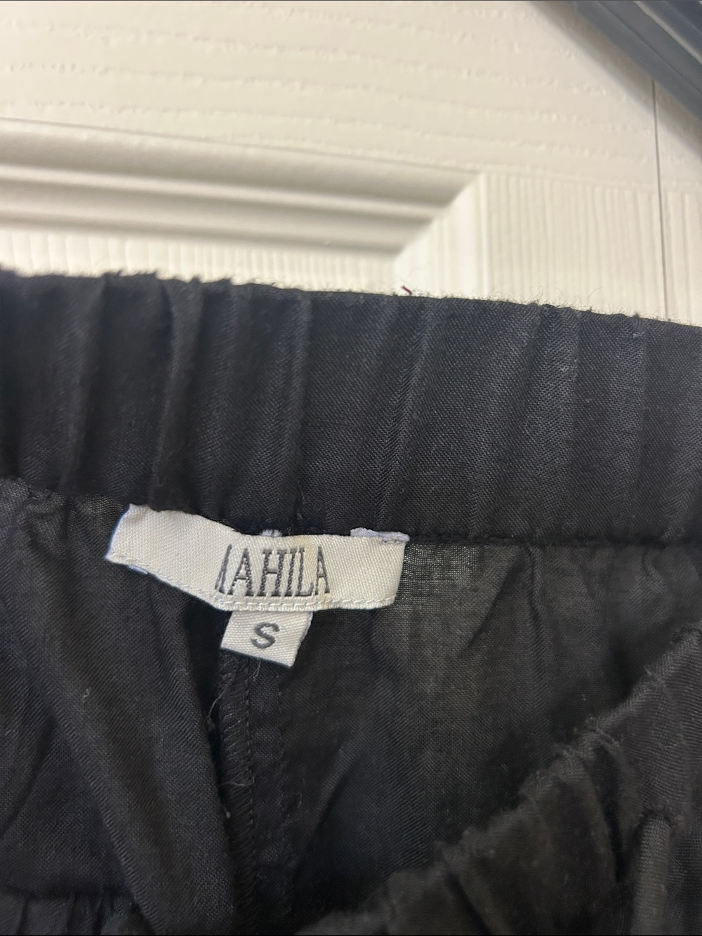 Anthropologie Black Eyelet-Trim Wide-Leg Pants by Mahila - Picture 4 of 4
